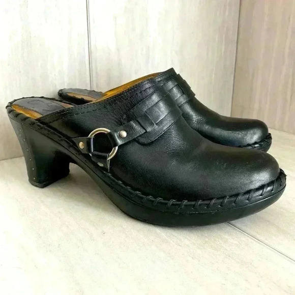 Frye Charlotte Harness Ring Mule Belted Black Leather Clogs Women’s Size… - Picture 1 of 13